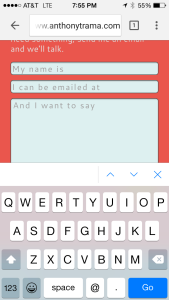 screenshot of iOS 8 with a text input.